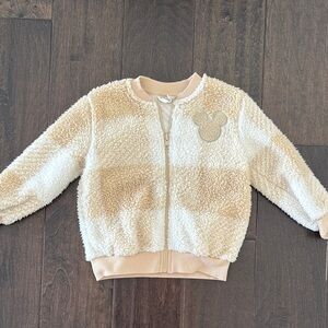 Disney Boys Mickey Mouse Beige and Cream Sherpa Look Jacket!